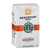 Starbucks Breakfast Blend medium roast whole bean coffee, 100% arabica coffee Left Picture